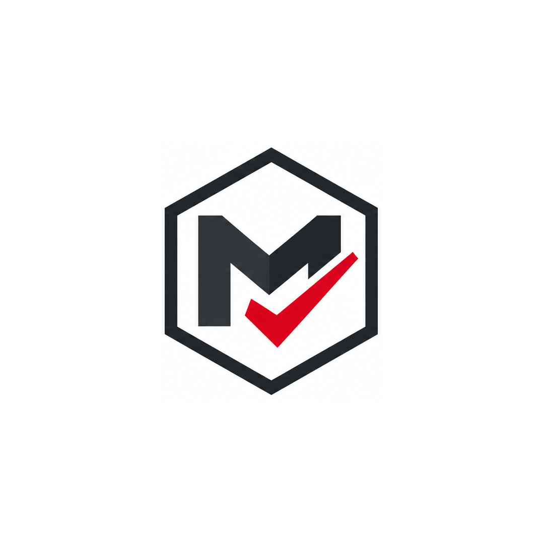 MORRIN M and red inspection tick emblem